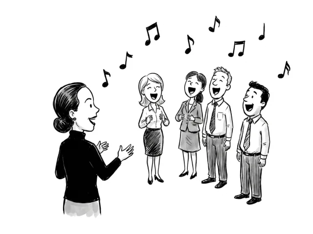 Kleine Gruppe singt, Barbara leitet